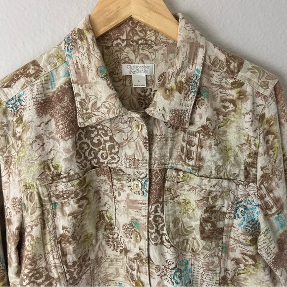 Christopher & Banks Parisian Linen Blend Jacket Sz L Cropped Casual - Picture 2 of 8